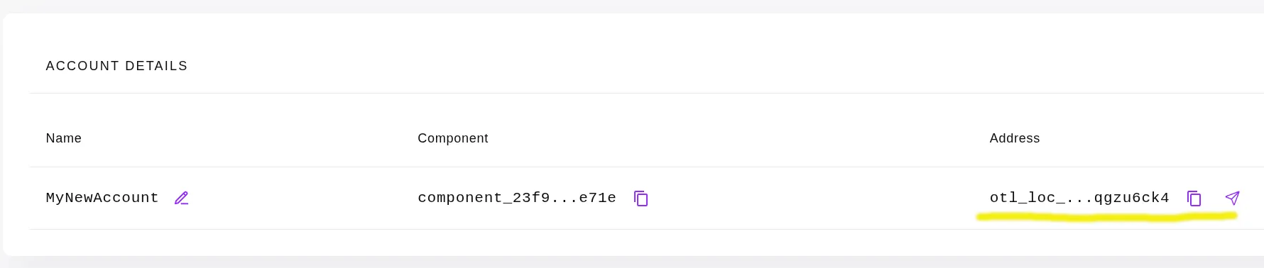 Wallet UI address